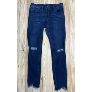 Womens Tractr BLU Indigo Blue Slit Skinny Leg Jeans 28